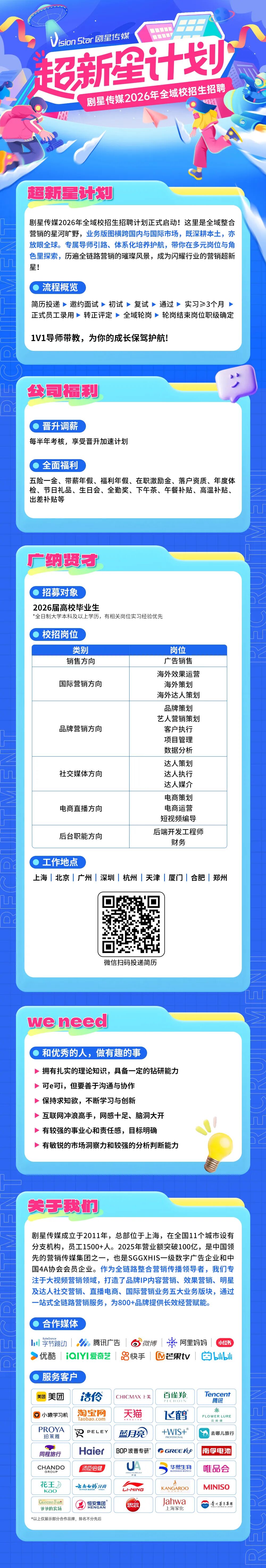 超新星计划丨剧星传媒2026年全域校招生招聘计划正式启动！