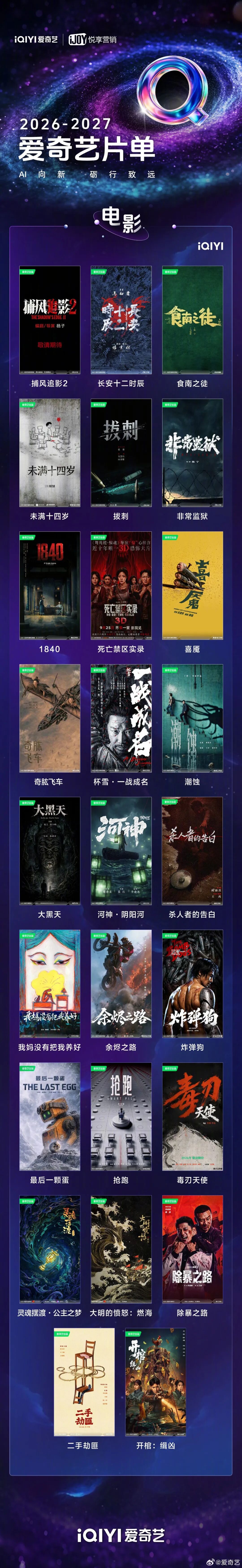 2027爱奇艺向新片单！重磅发布350+精品内容