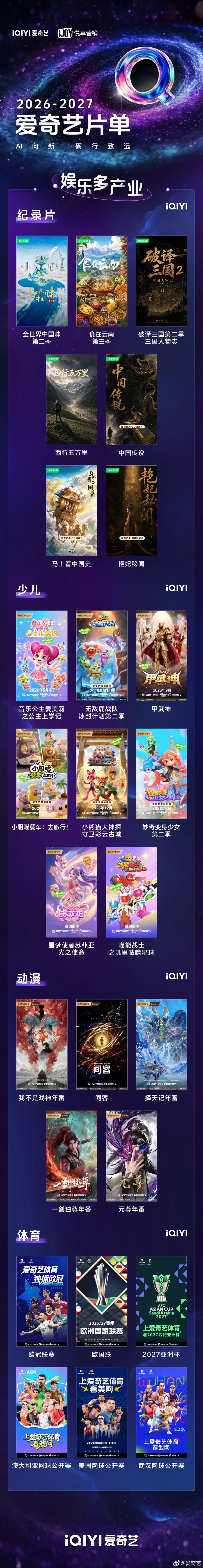2027爱奇艺向新片单！重磅发布350+精品内容